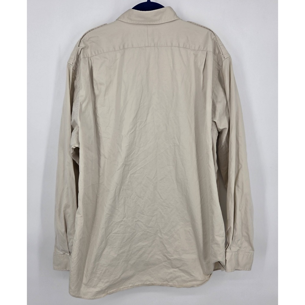 VINTAGE Polo Ralph Lauren GI Shirt Men's Long Sleeve Button Up Pockets XL Beige - Picture 3 of 8